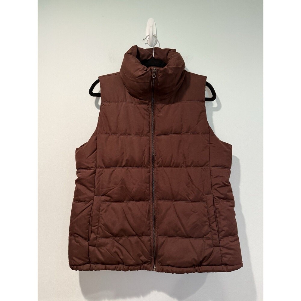 Old Navy Puffer Vest Women Large Maroon Zip Pockets Travel Gorp Outdoor Vacation